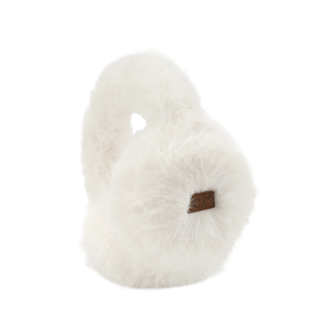 C.C Solid Long Fur Winter Ear Muff Ear Warmer- Ivory