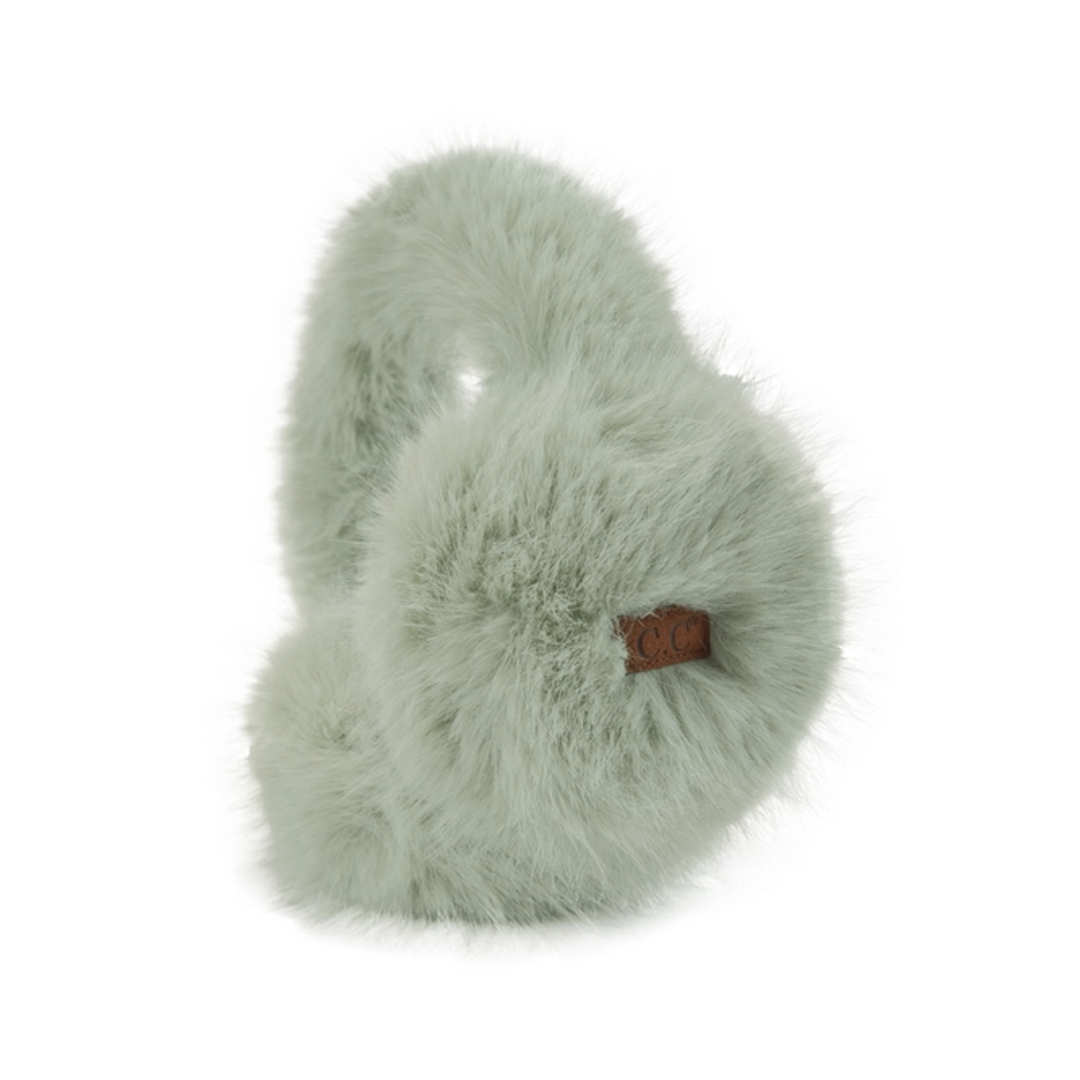 C.C Solid Long Fur Winter Ear Muff Ear Warmer- Sage