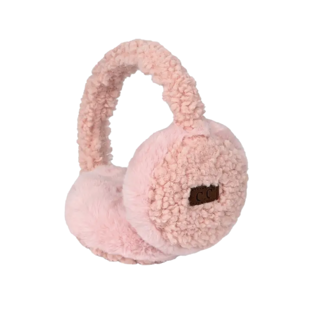 C.C Faux Fur Sherpa Earmuffs- New Rose