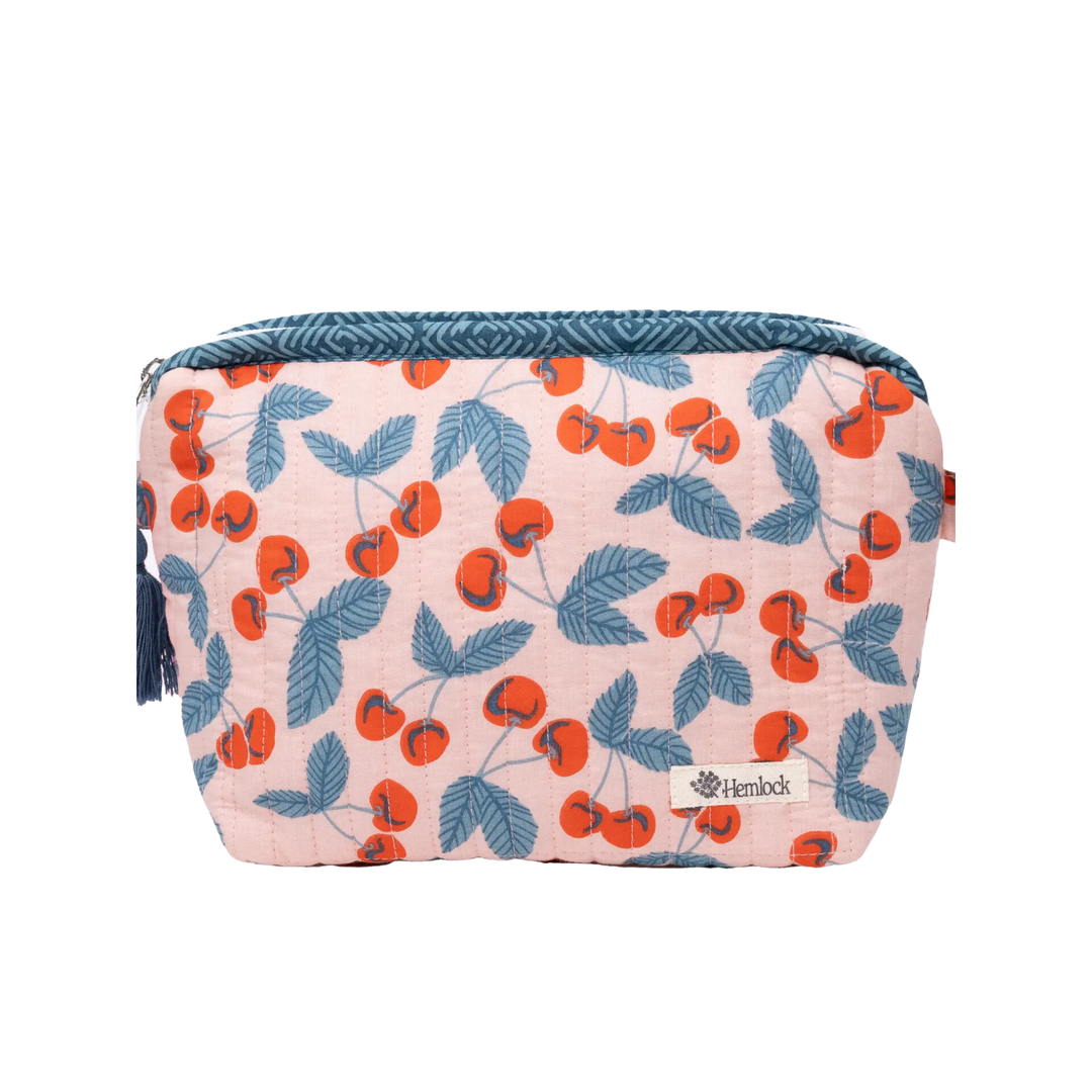 Cherry Quilted Zipper Pouch