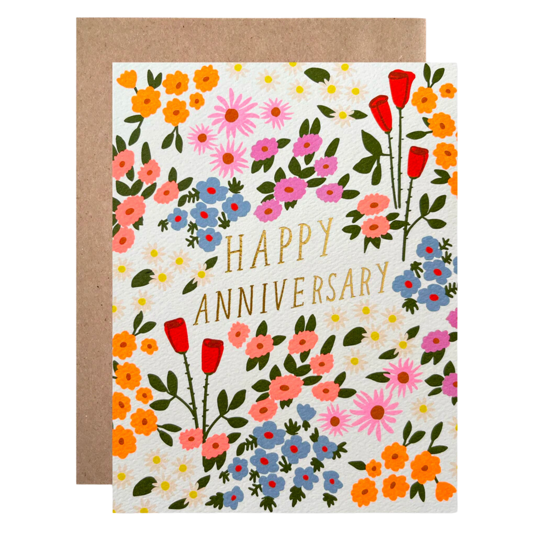 Anniversary Summer Garden Card with Gold Foil