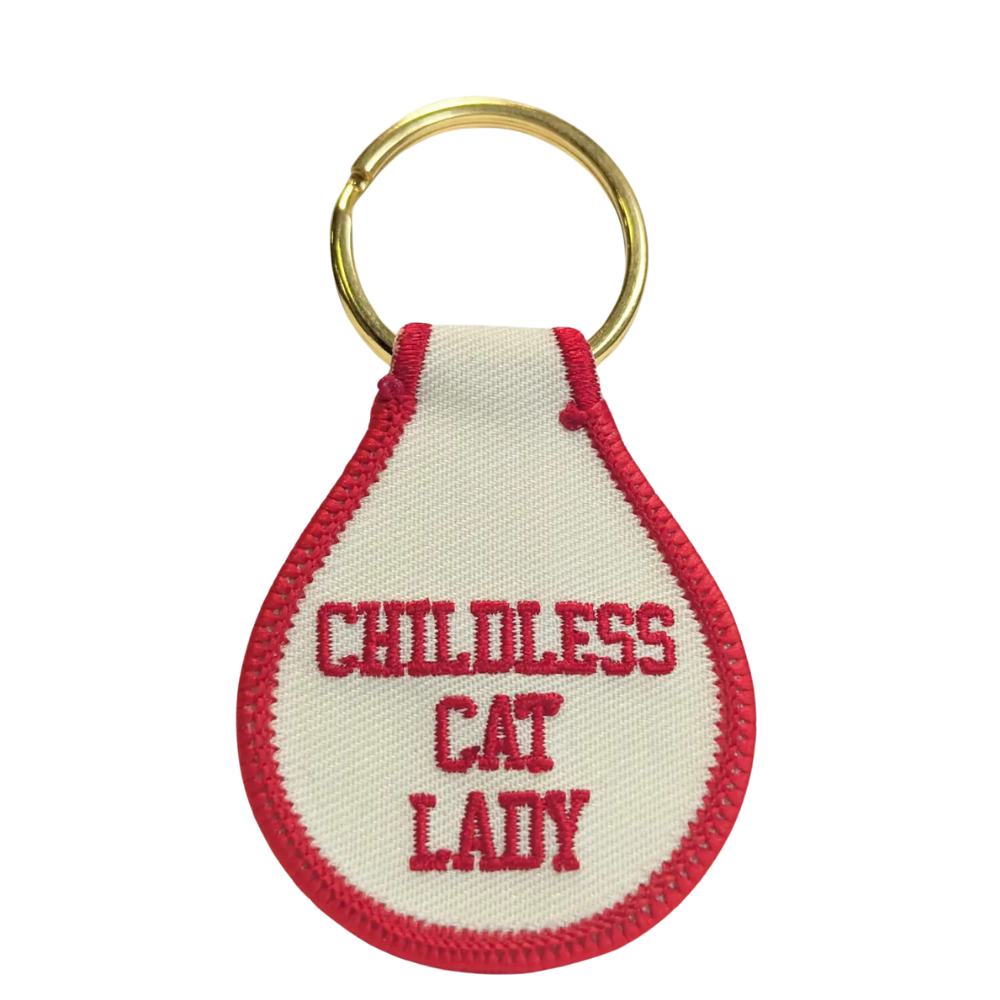 Childless Cat Lady Embroidered Key Tag