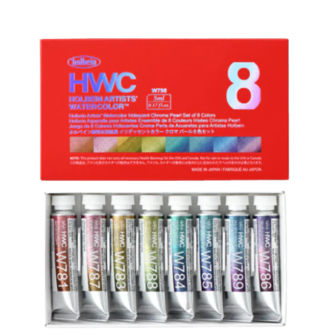 Holbein Artists' Watercolor Chromashine Pearl Set of 8 - 5ml