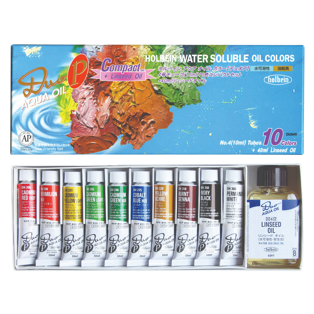 Duo Aqua Oil Compact Set of 10 - 10ML with 40ML Linseed Oil