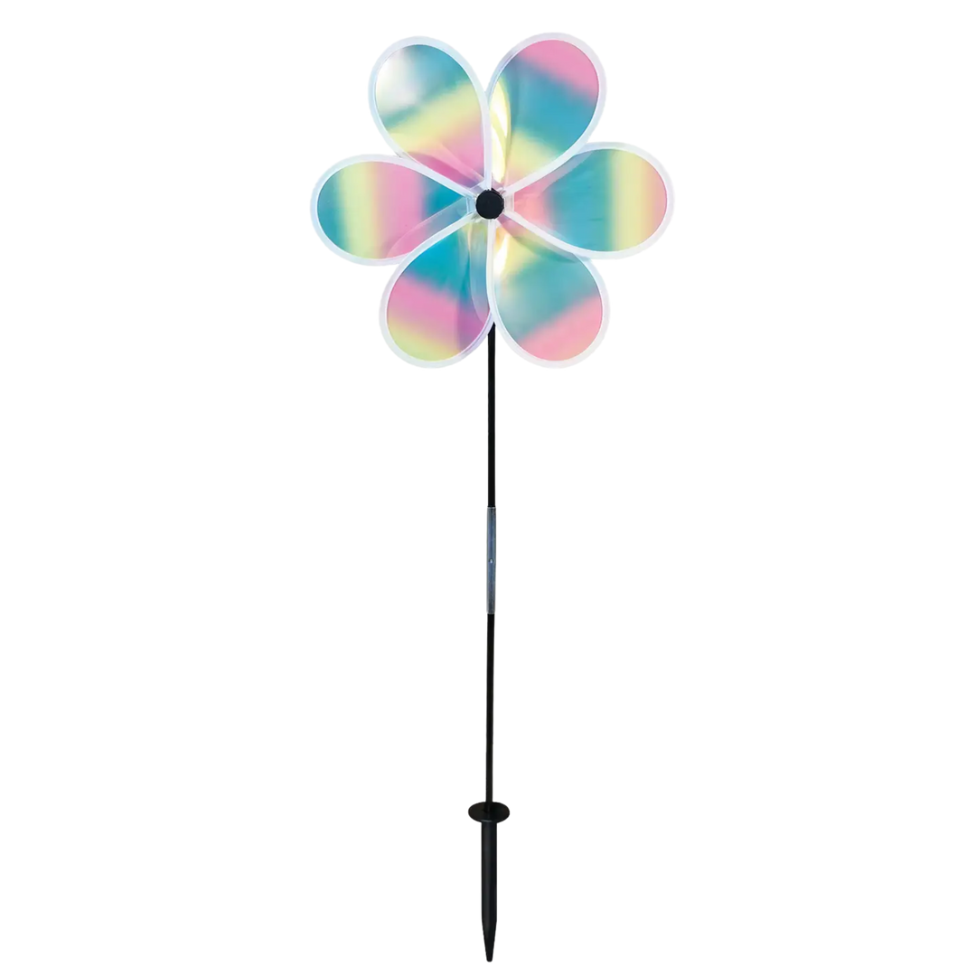 13.5" Striped Iridescent Flower Spinner