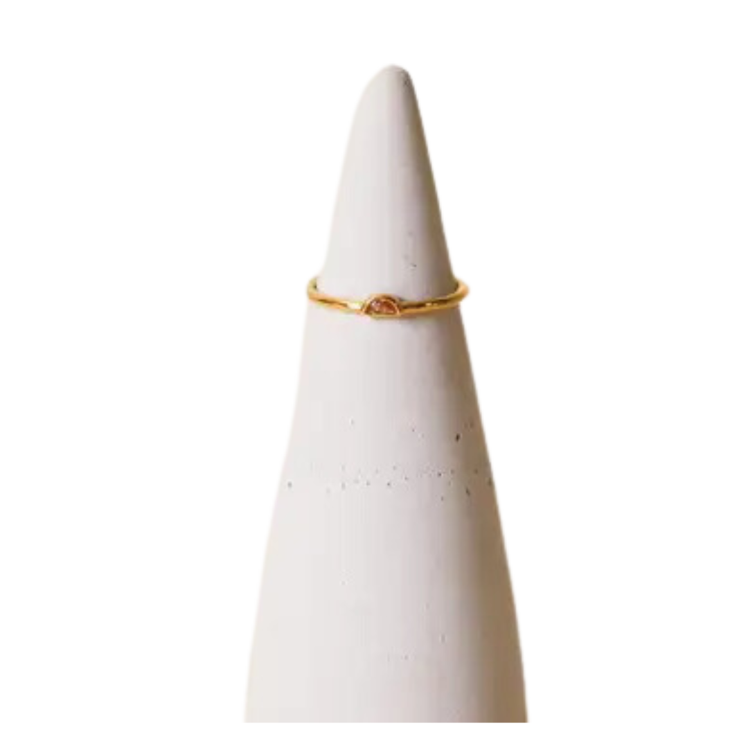 Half Moon Champagne CZ Ring