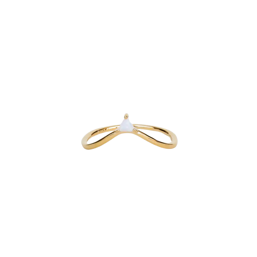 White Opal Arched Triangle Ring