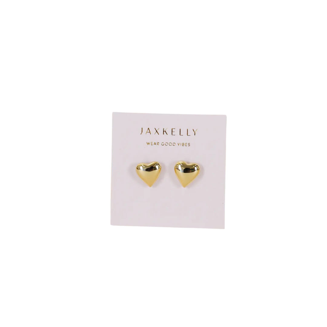 Puffed Gold Heart Earrings