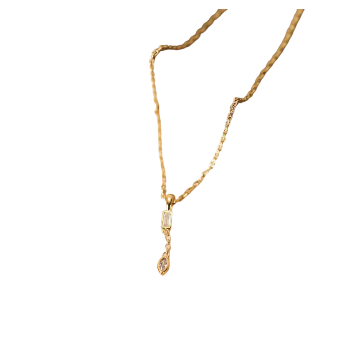 Chain Drop Charm Necklace - 18k Gold Plating