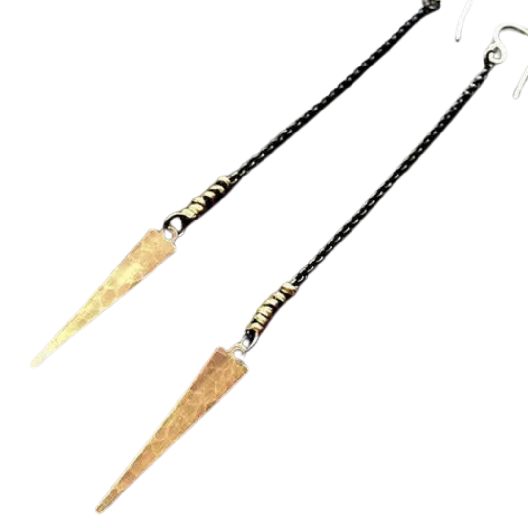 Long Brass Spear Earrings