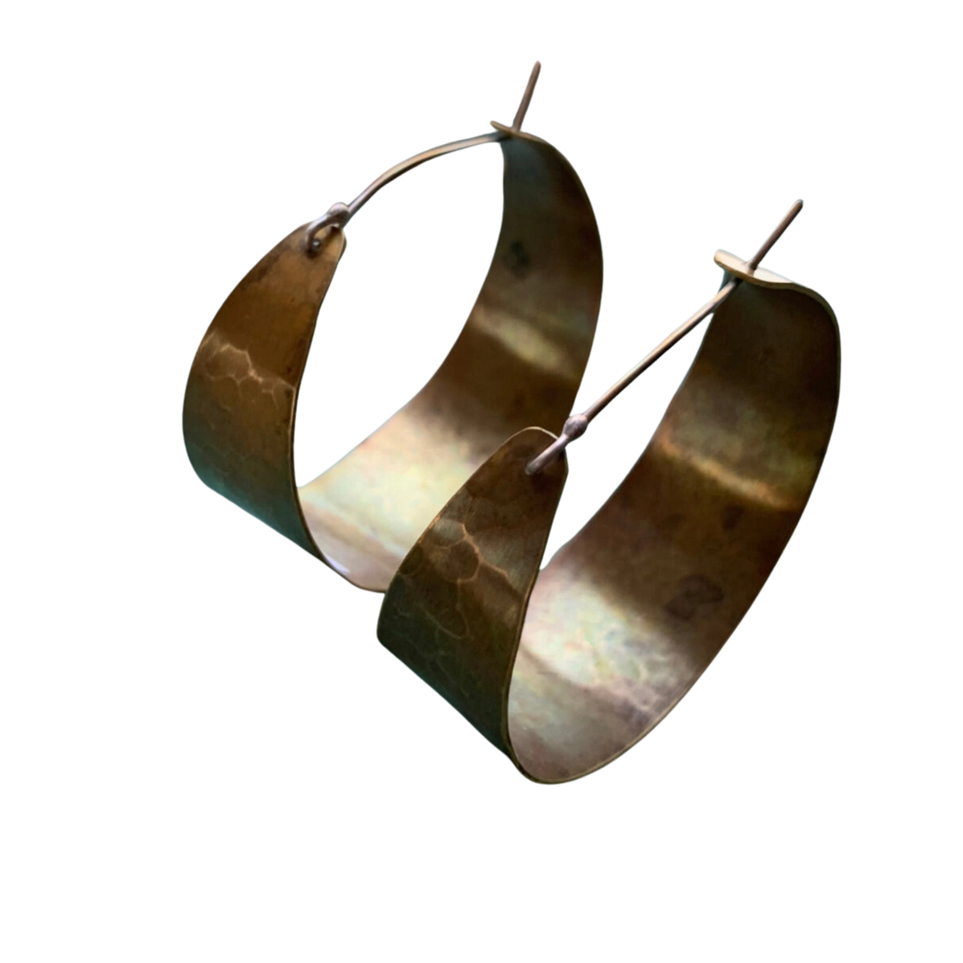 Wide Brass Hoops - Large
