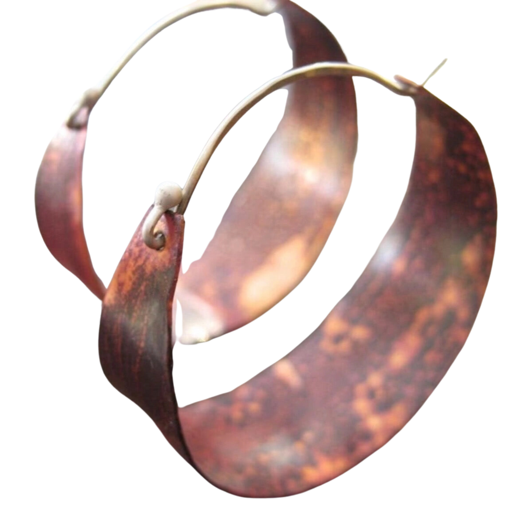 Wide Copper Hoops - Medium