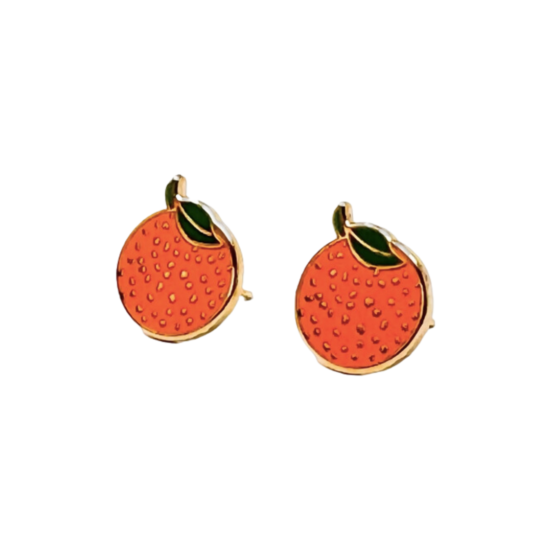 Orange Enamel Earrings