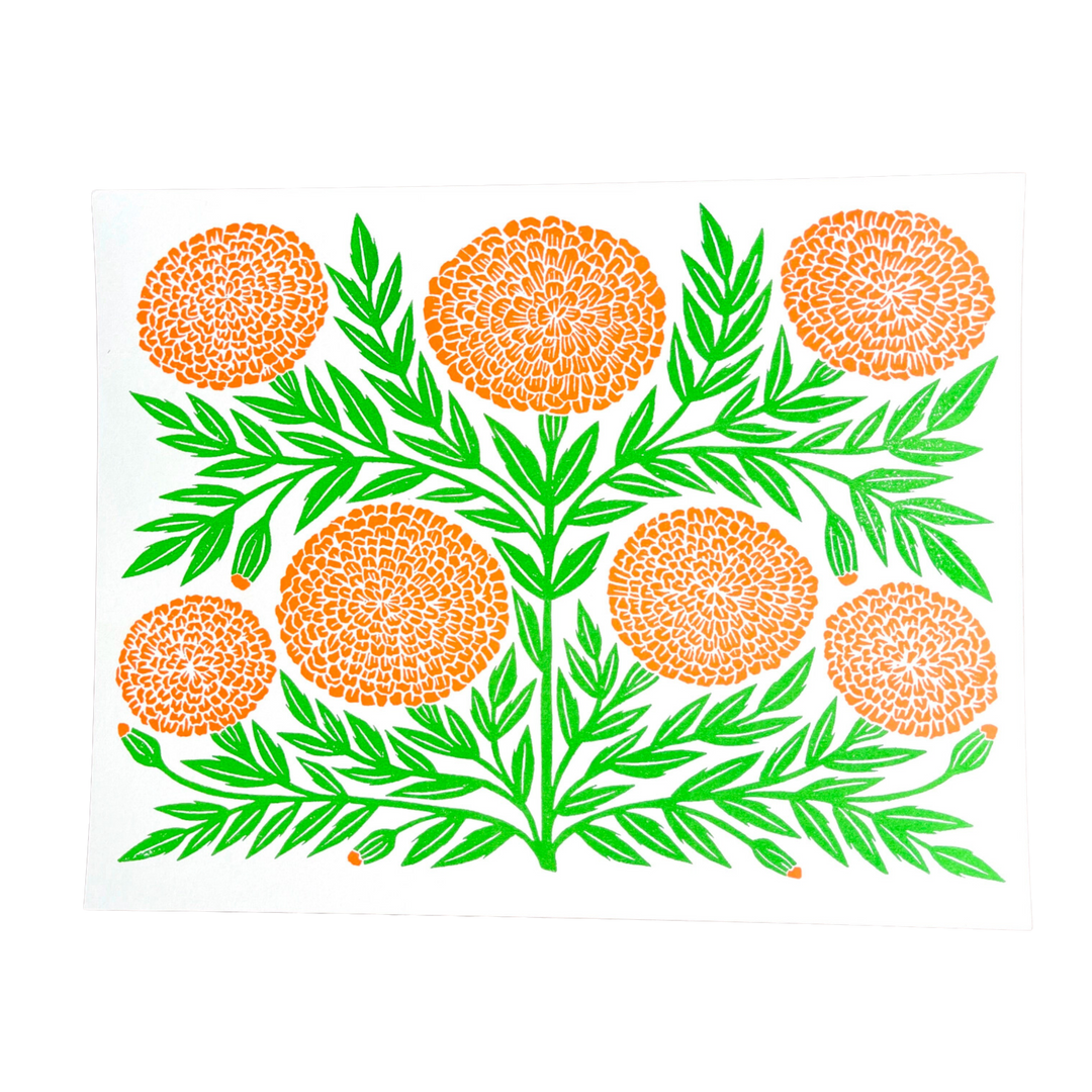 Garden Series: Marigold Risograph Print