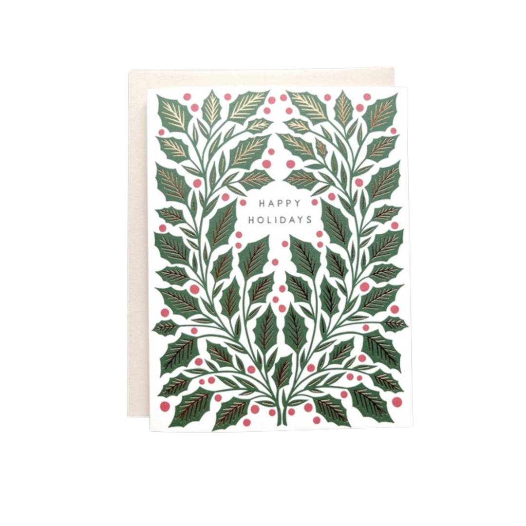 "Happy Holidays" Foil Stamped Card, XM49
