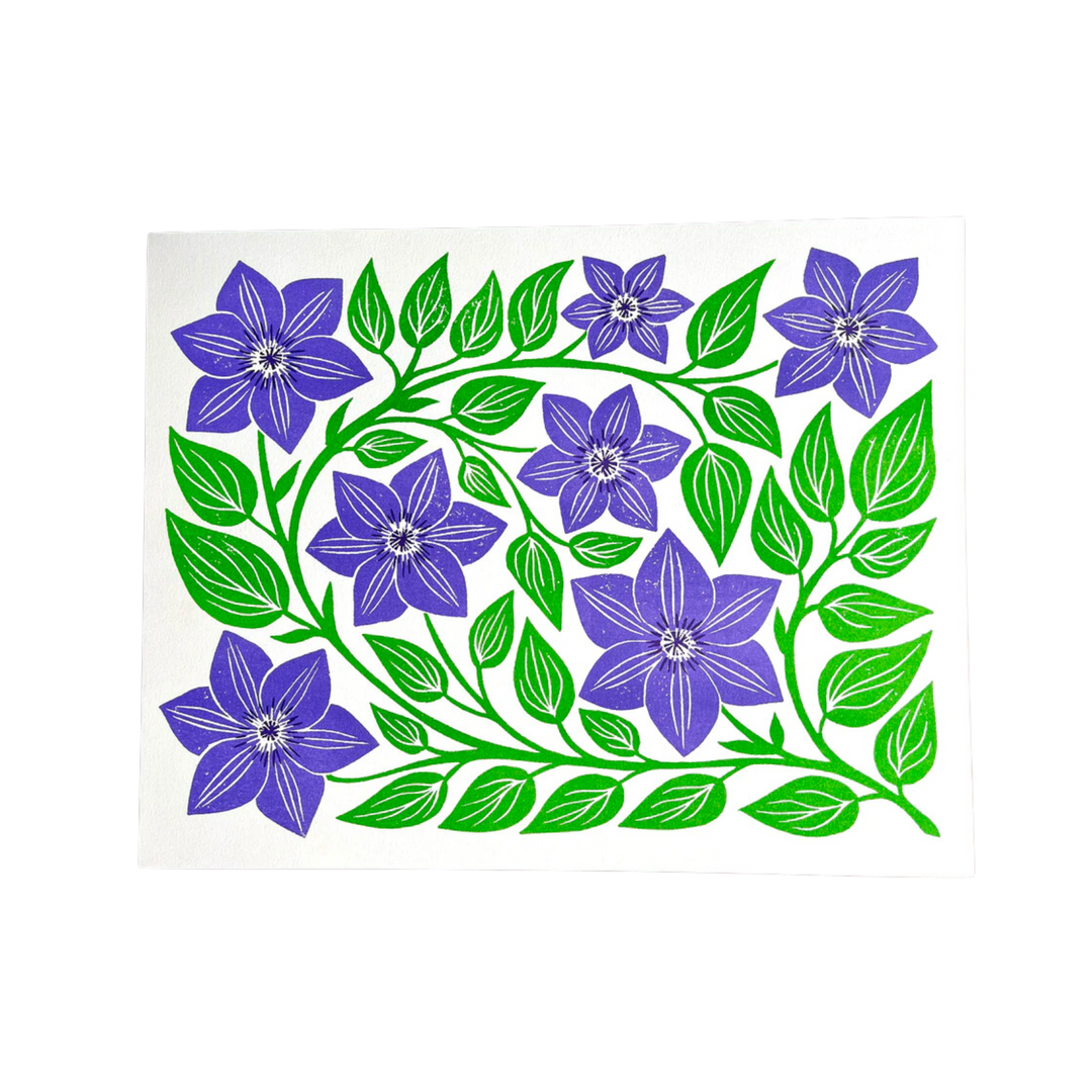 Garden Series: Clematis Risograph Print