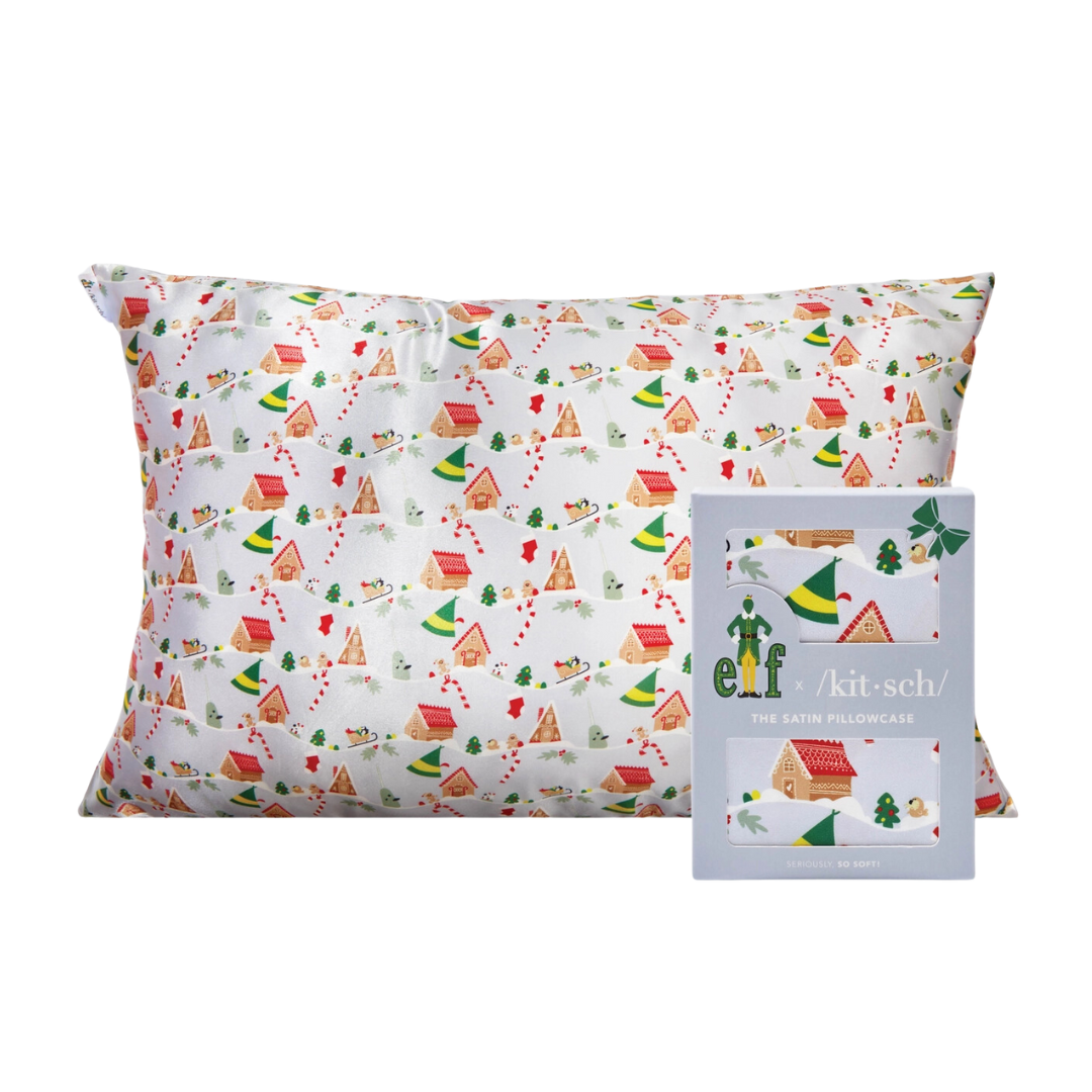 Elf X Kitsch Satin Pillowcase - Periwinkle Christmas