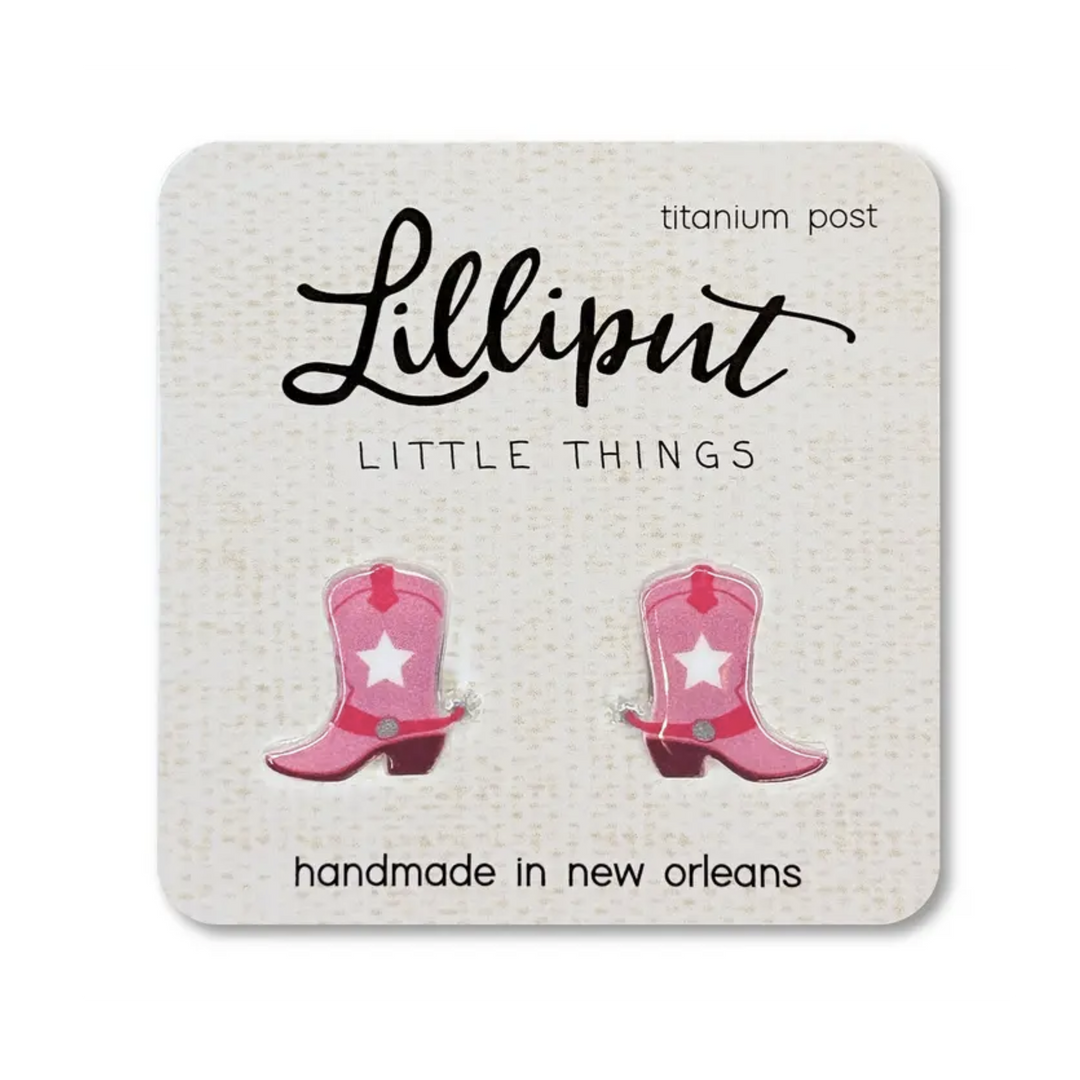 Pink Cowgirl Boot Earrings