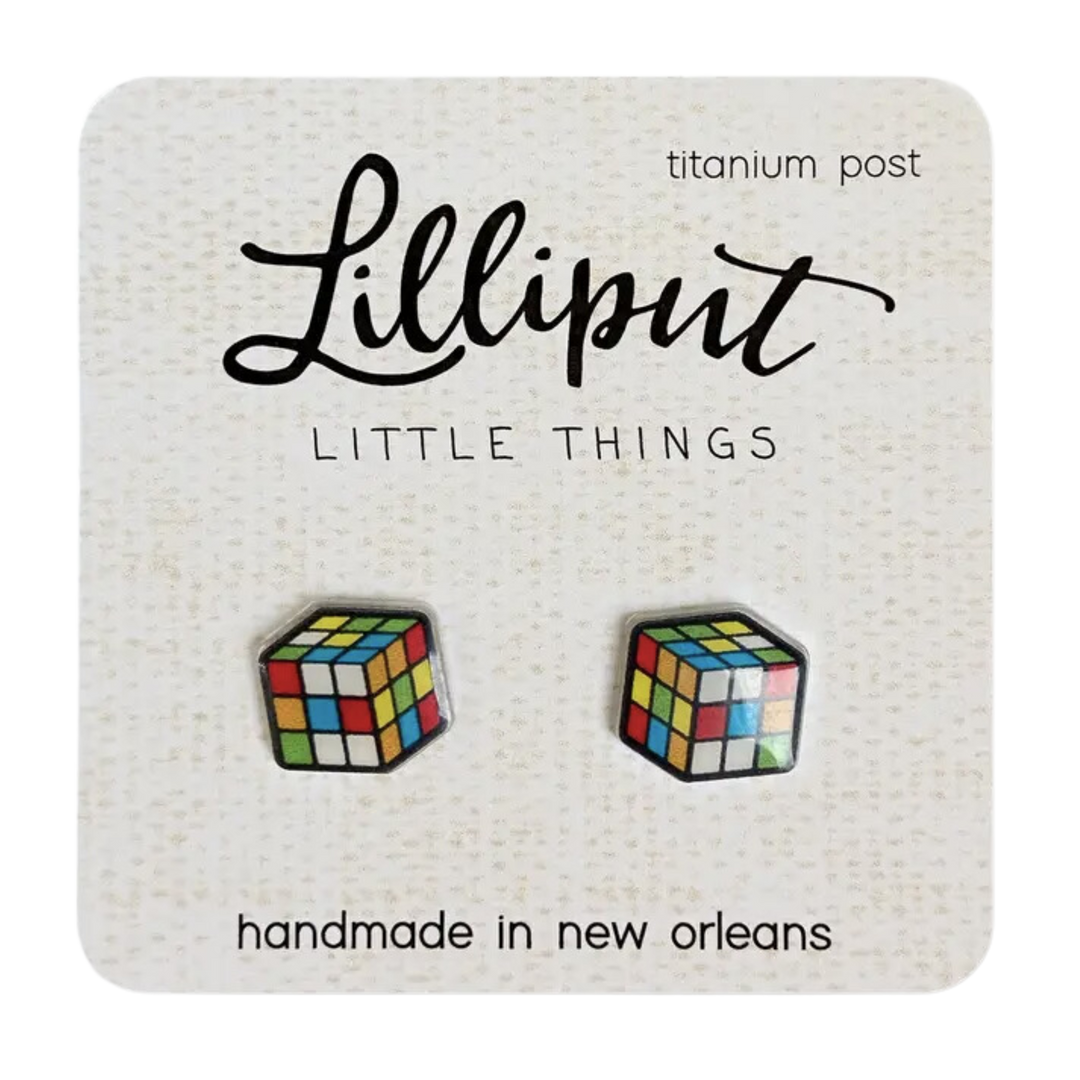 Retro Puzzle Cube Earrings