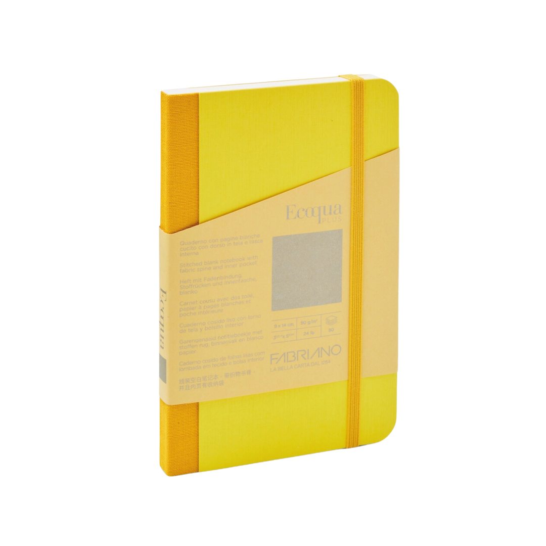Fabriano Ecoqua Plus Fabric-Bound Notebook, Blank,Yellow