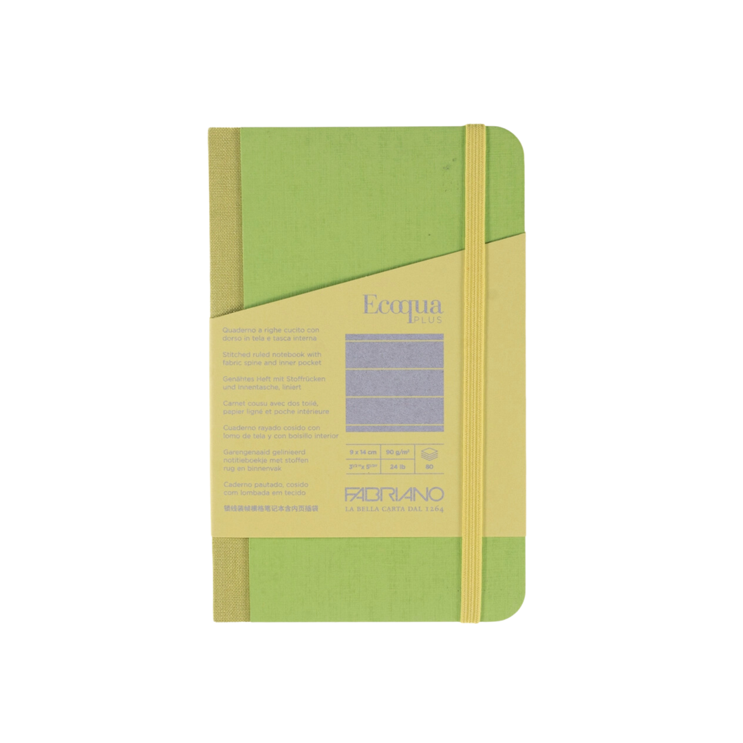 Fabriano Ecoqua Plus Fabric-Bound Notebook, Pocket, Line, Lime
