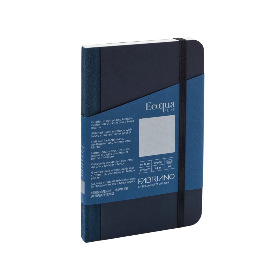 Fabriano Ecoqua Plus Fabric-Bound Notebook, Pocket, Blank, Navy
