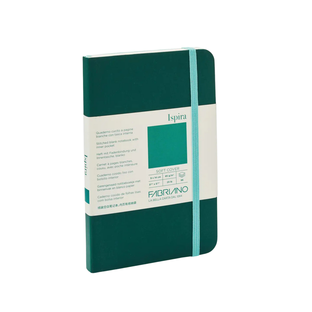 Fabriano Ispira Soft-Cover Notebook, Pocket, Blank, Green