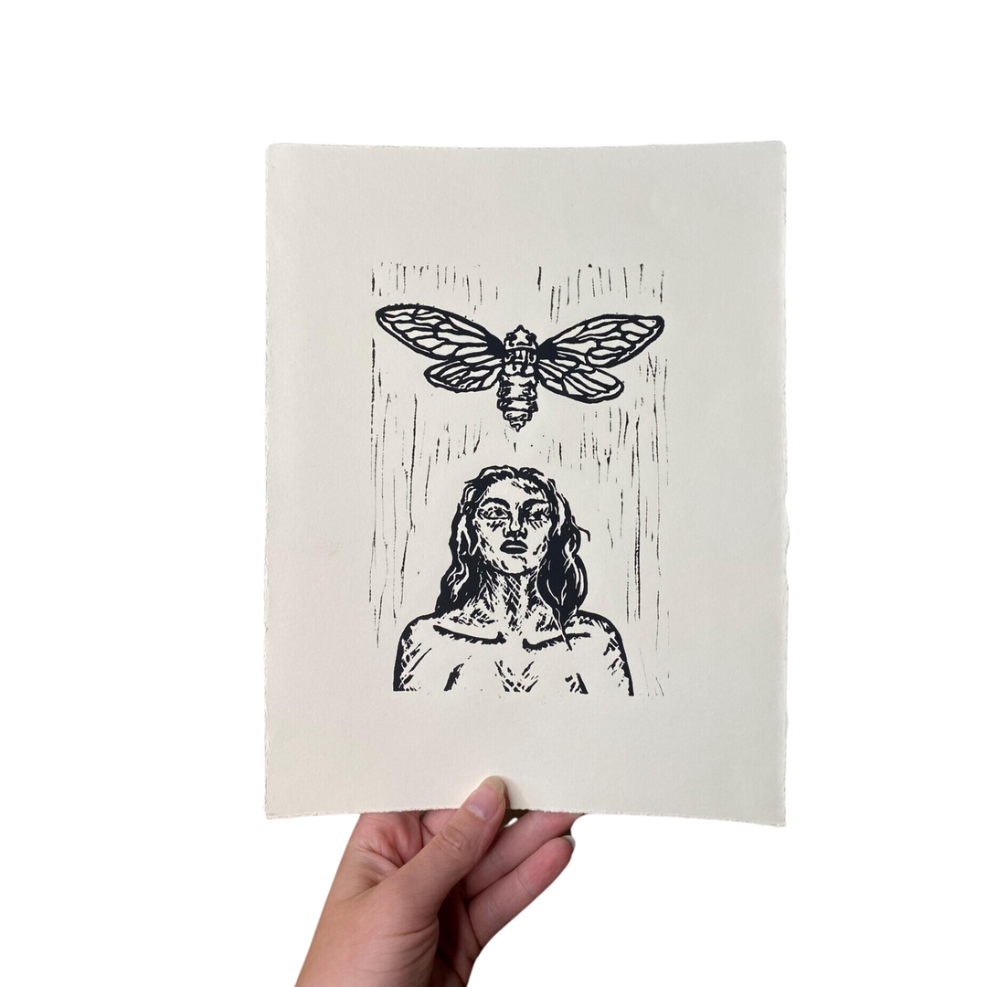 Cicada Views Linocut Print
