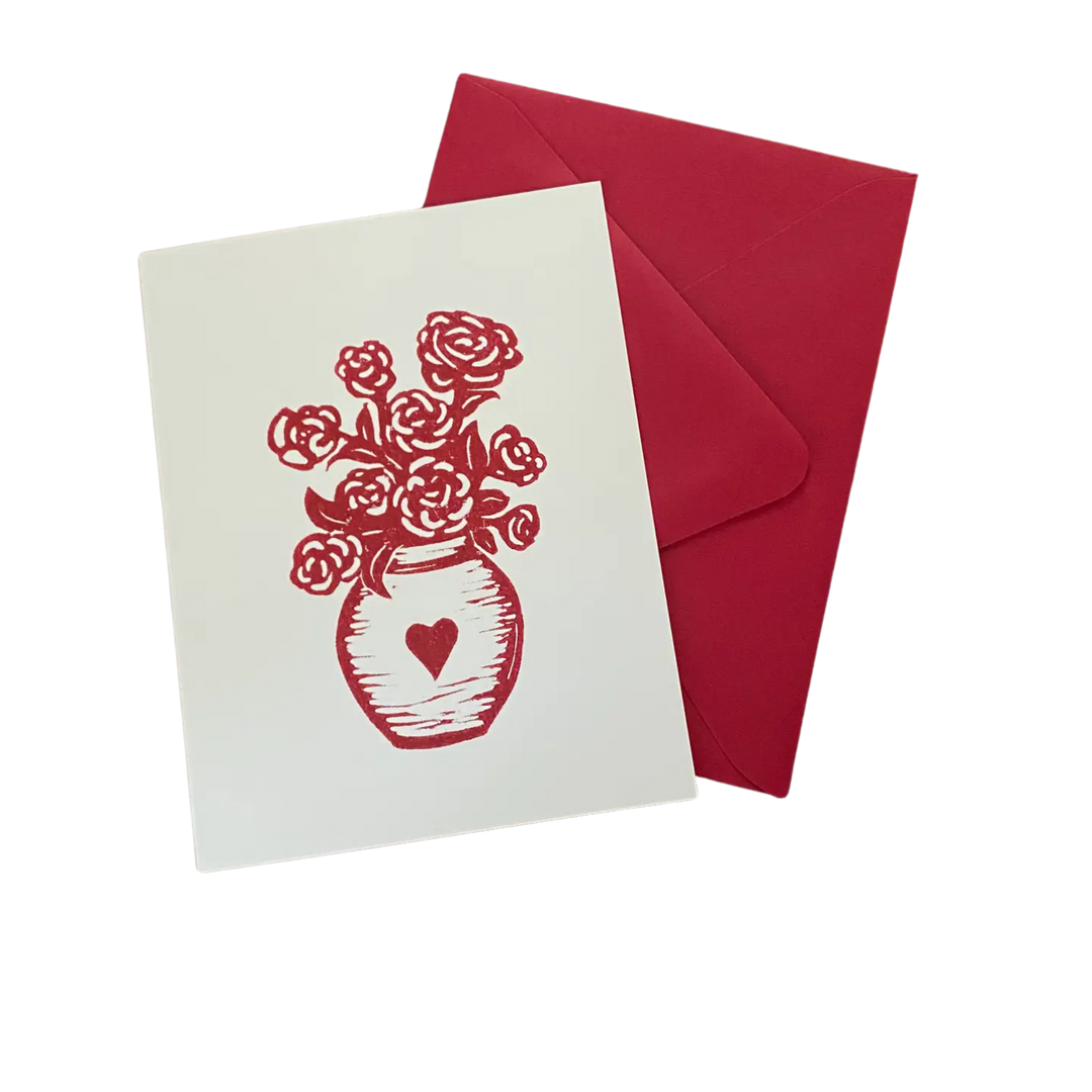 Vase of Love - Hand-Printed Card