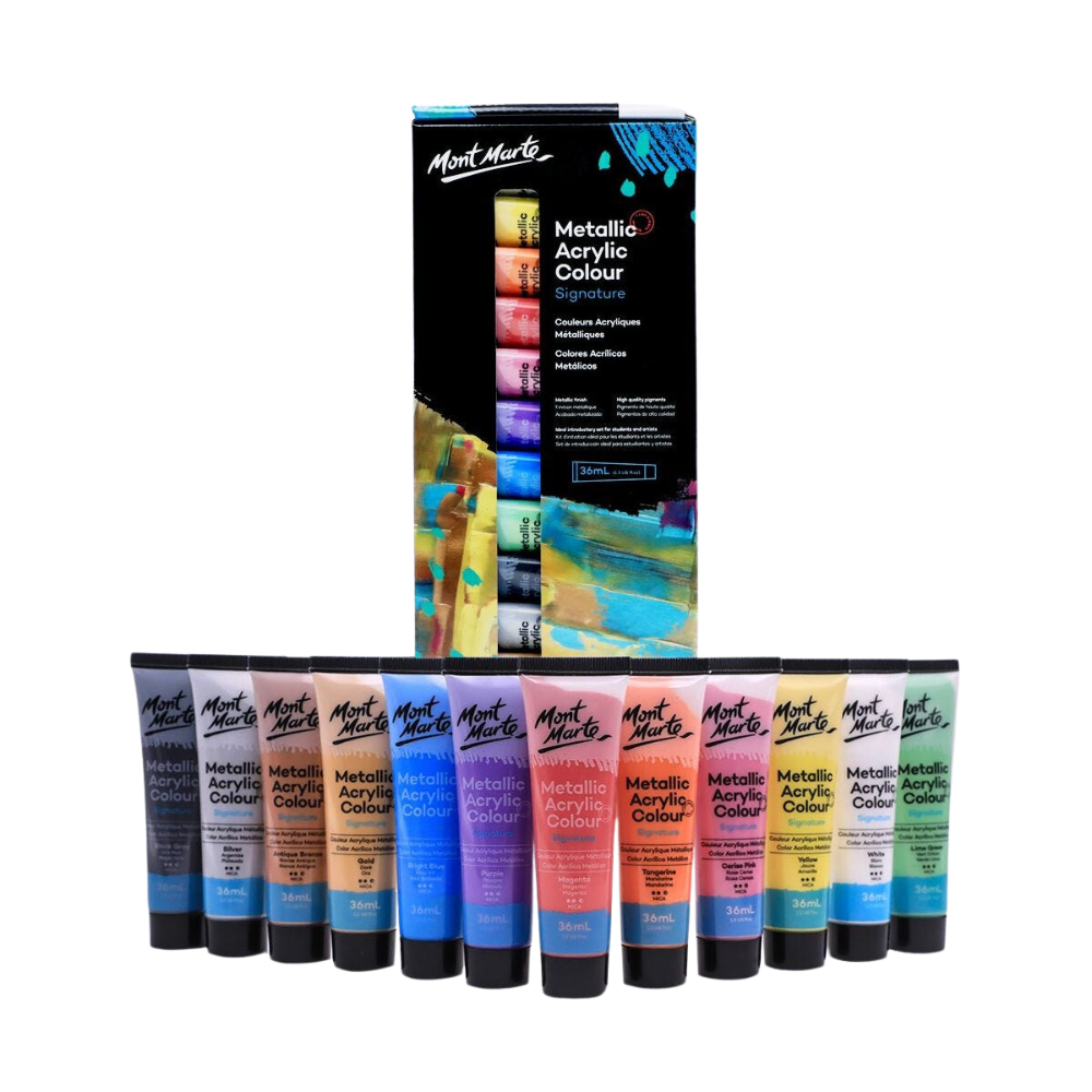Metallic Acrylic Color Paint Set Signature 12pcx36ml (1.2oz)