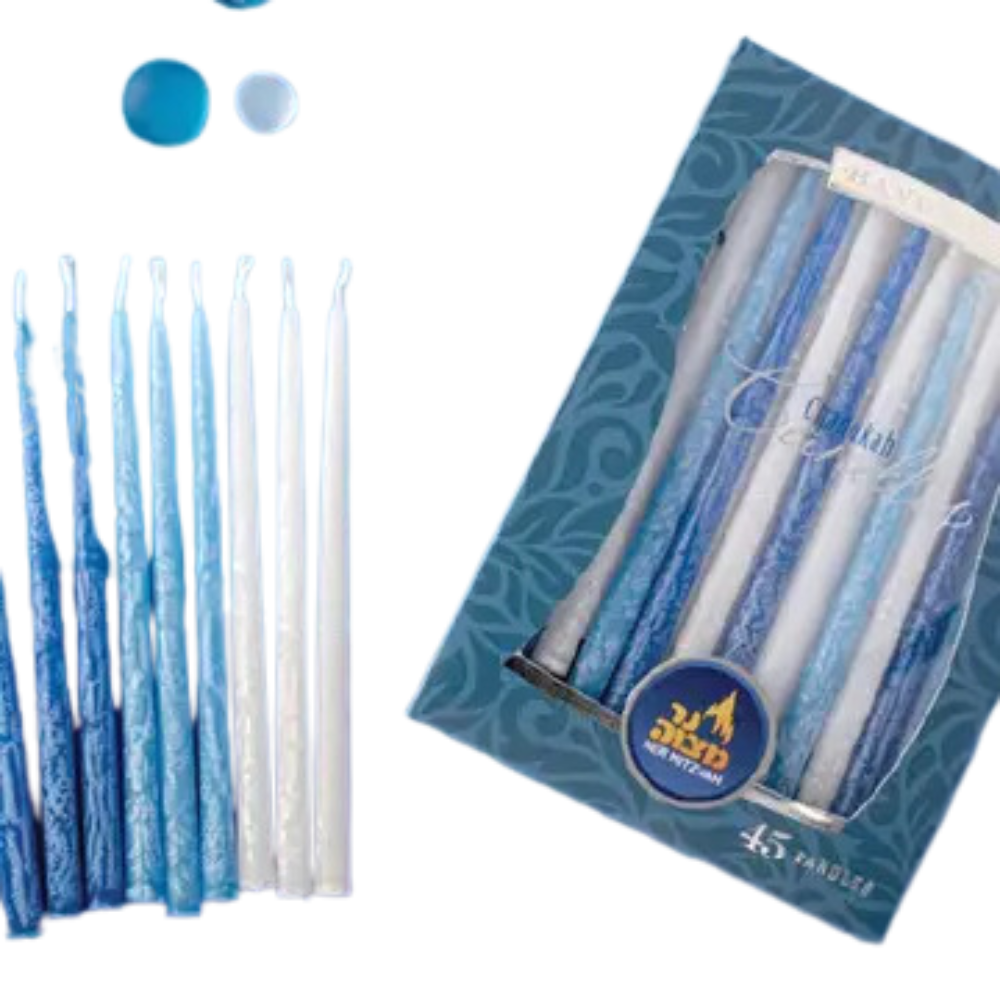 Hanukkah Candles Rustic Blue & White