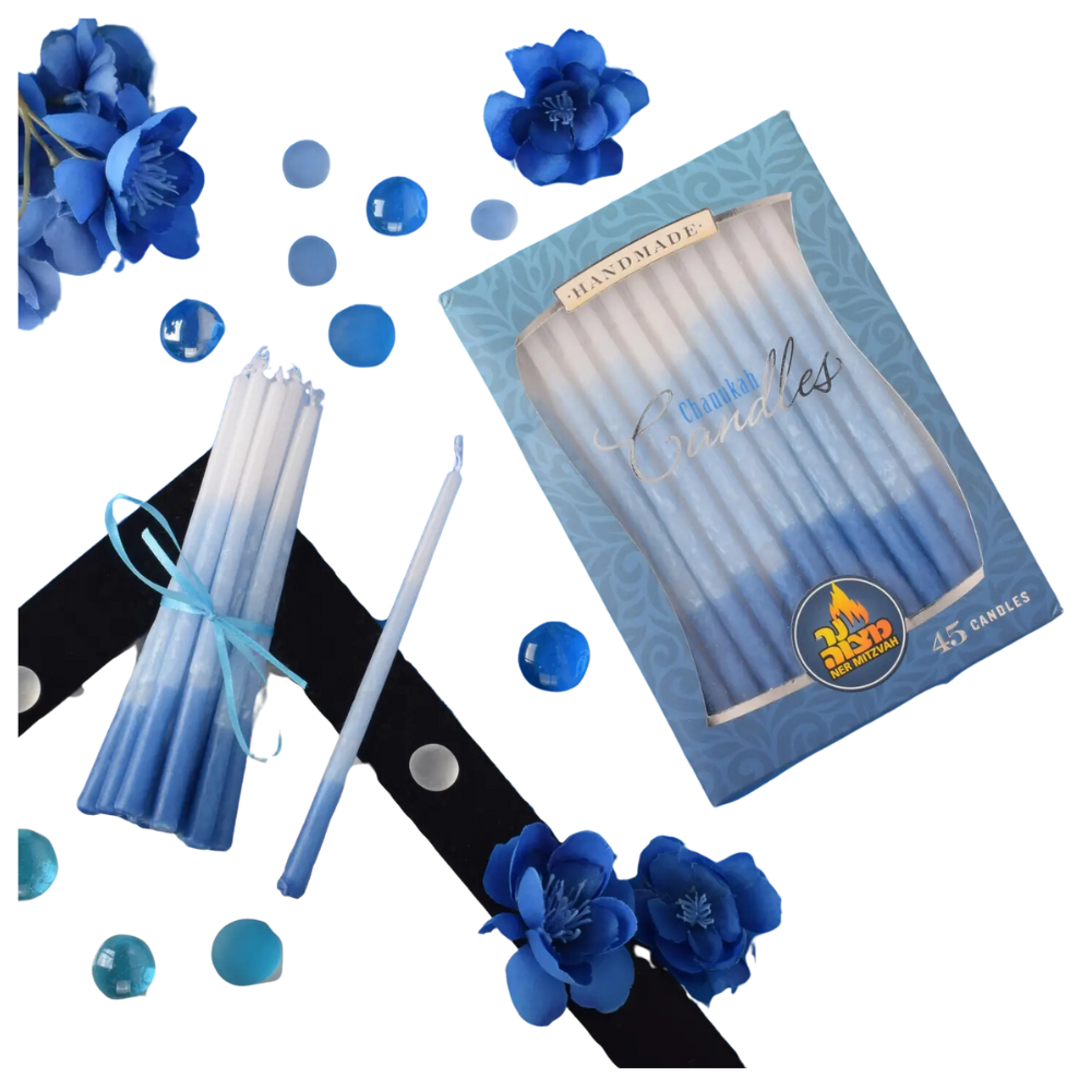 Chanukah Candles Smooth Blue & White