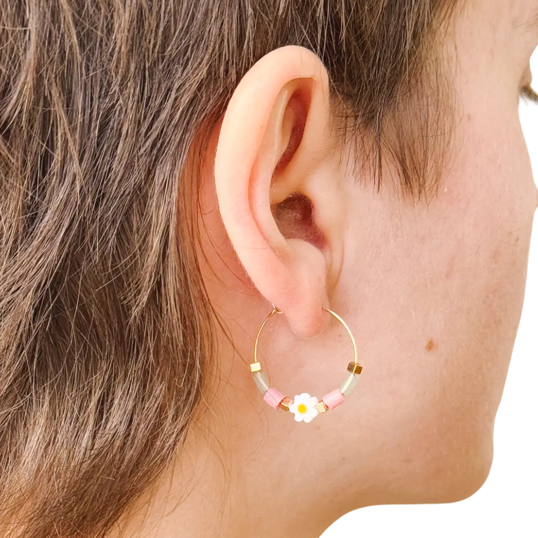 Gold Filled Hoops with Daisies
