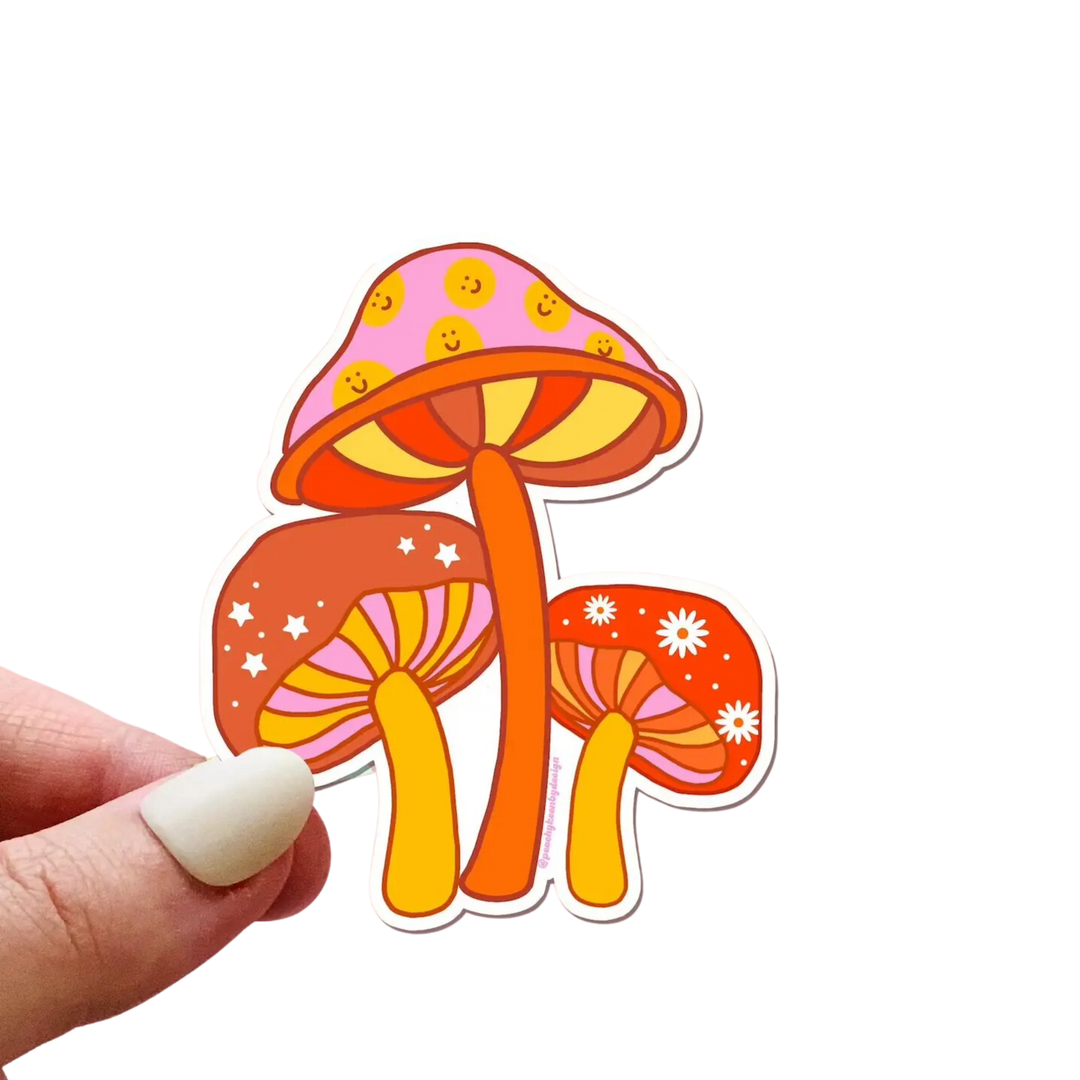 Red Retro Mushroom Sticker