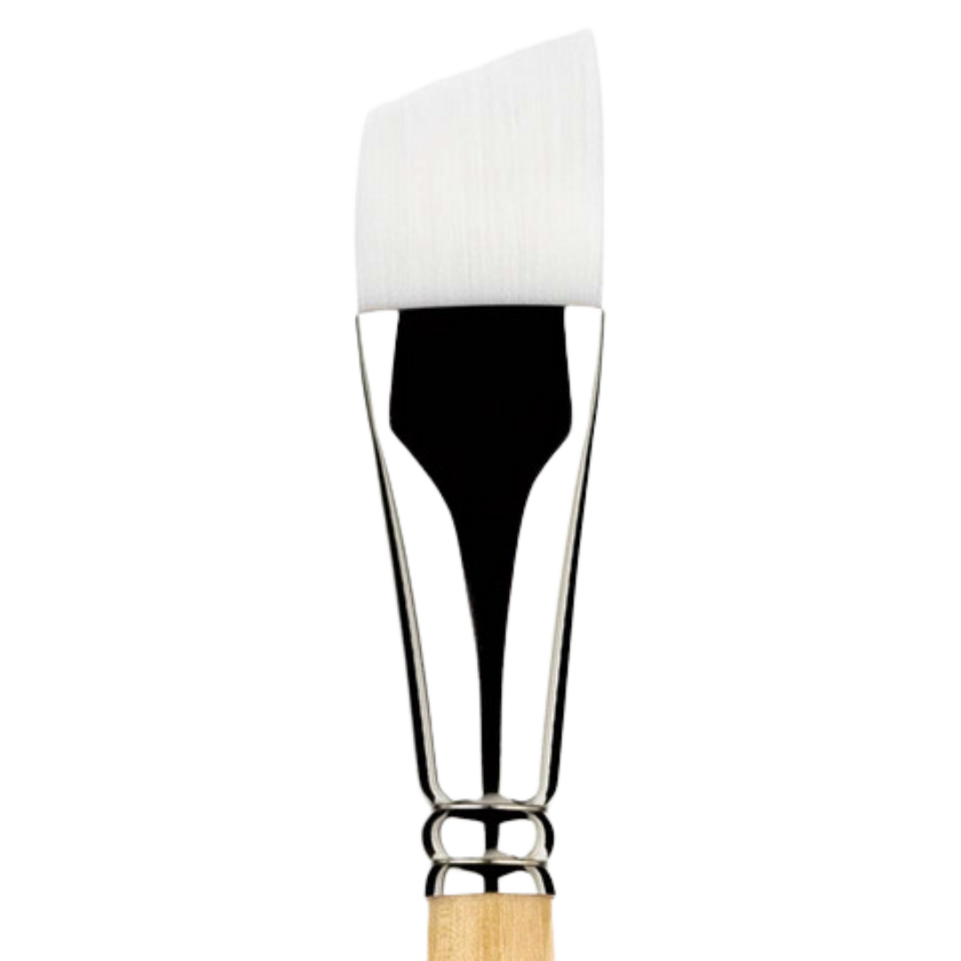 Snap White Taklon Short Handle Angle Shader 1 inch