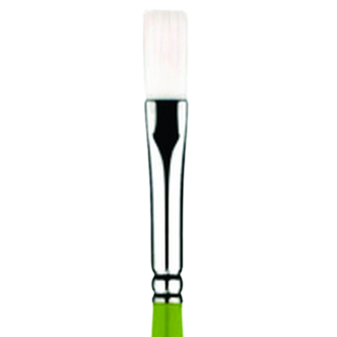 Snap White Taklon Long Handle Flat 6