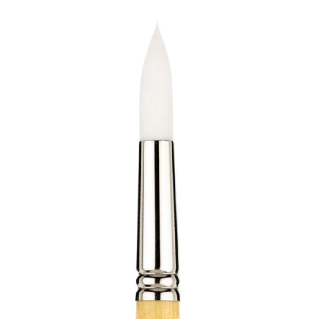 Snap White Taklon Short Handle Round 2/0