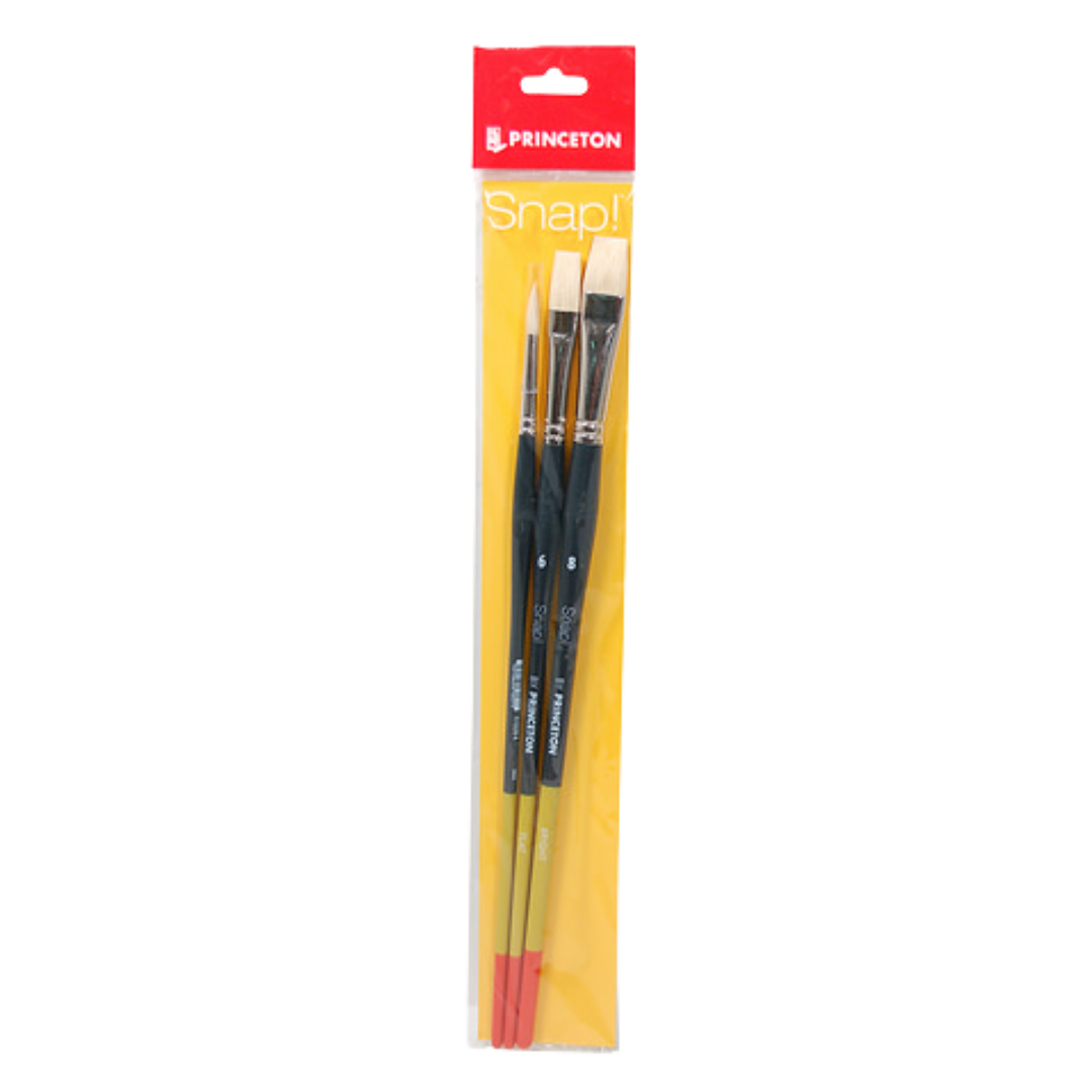 Snap Bristle 3pc Set: Round 4, Flat 6, Bright 8