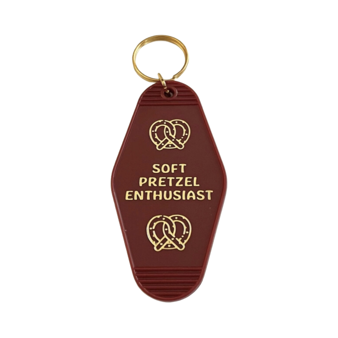 Soft Pretzel Enthusiast Retro Motel Keychain