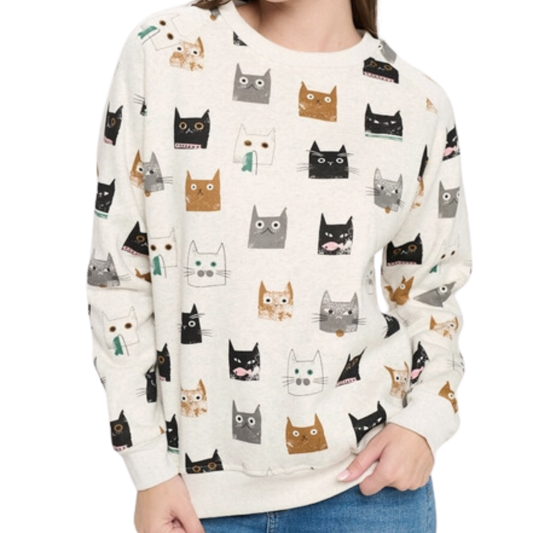 Cute Multi-Kitten Face Sweatshirt