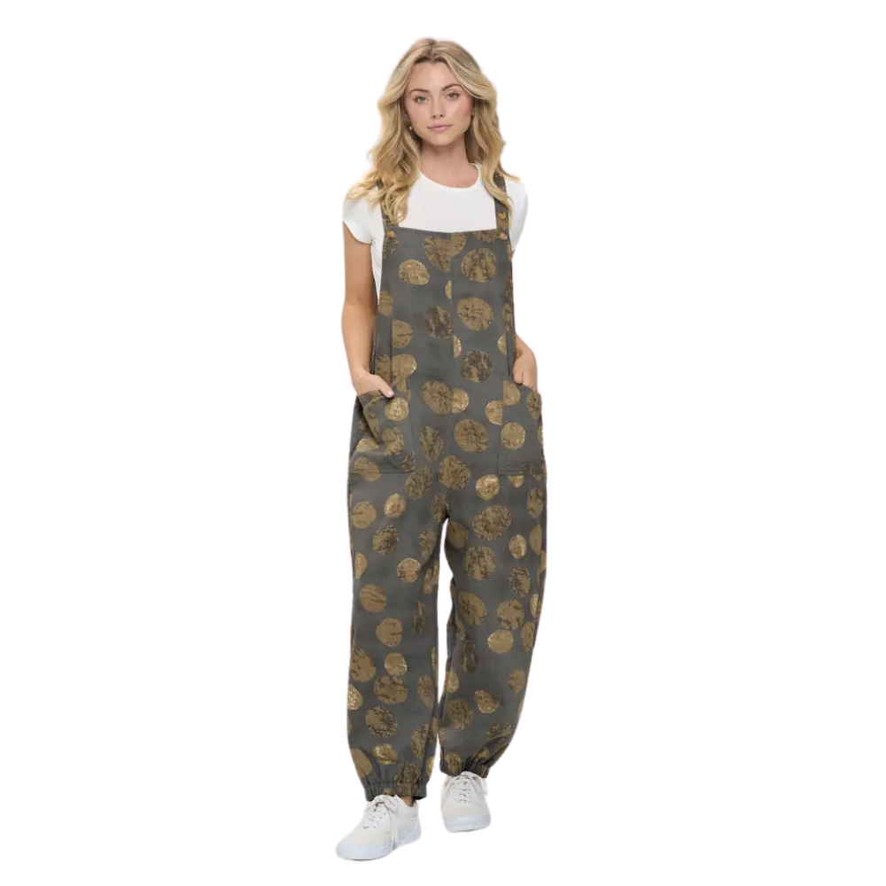 Moon print overall- grey