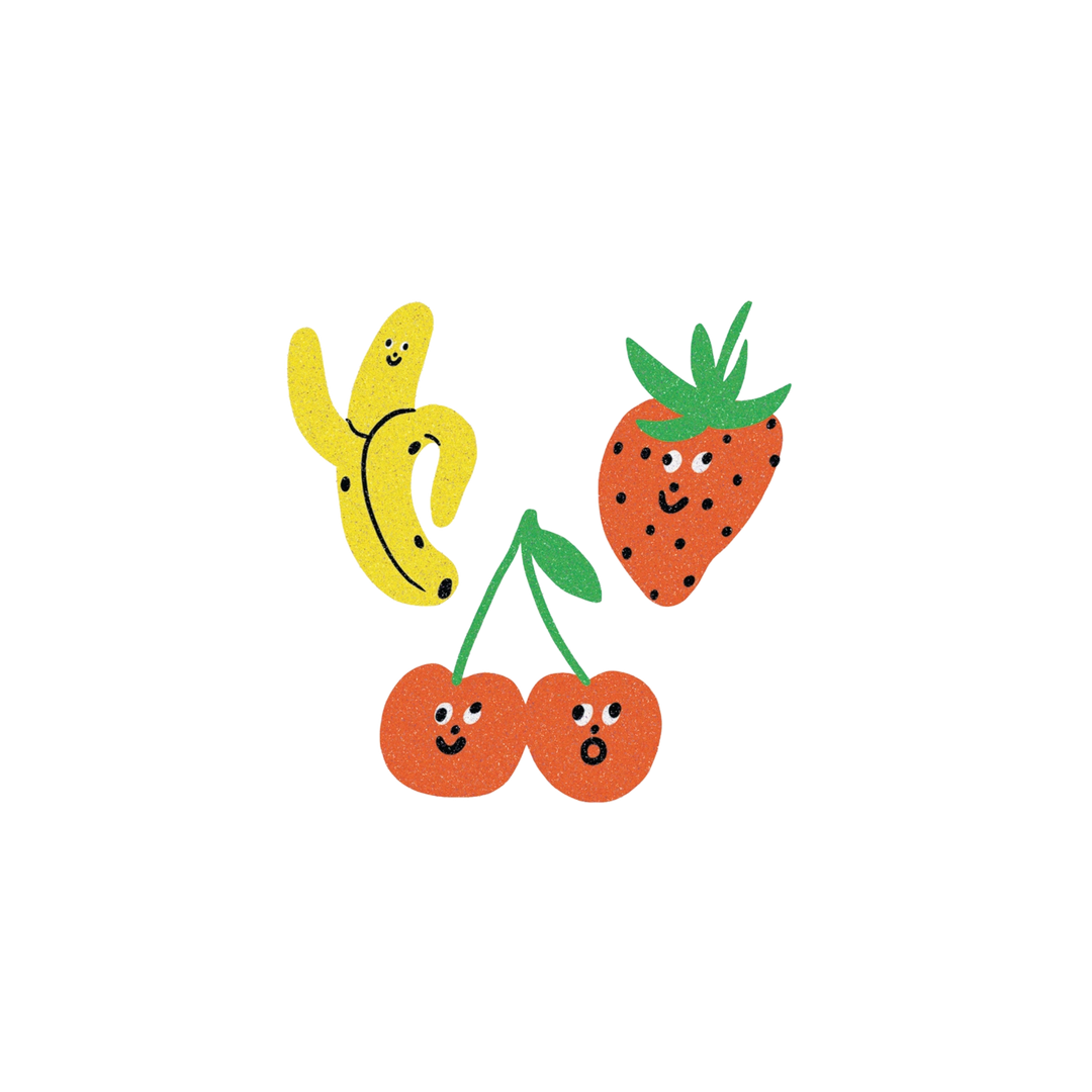 Glitter Fruit Faces Tattoo Pair