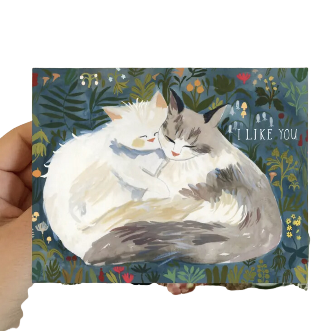 I LIKE YOU Cuddling Cats Card