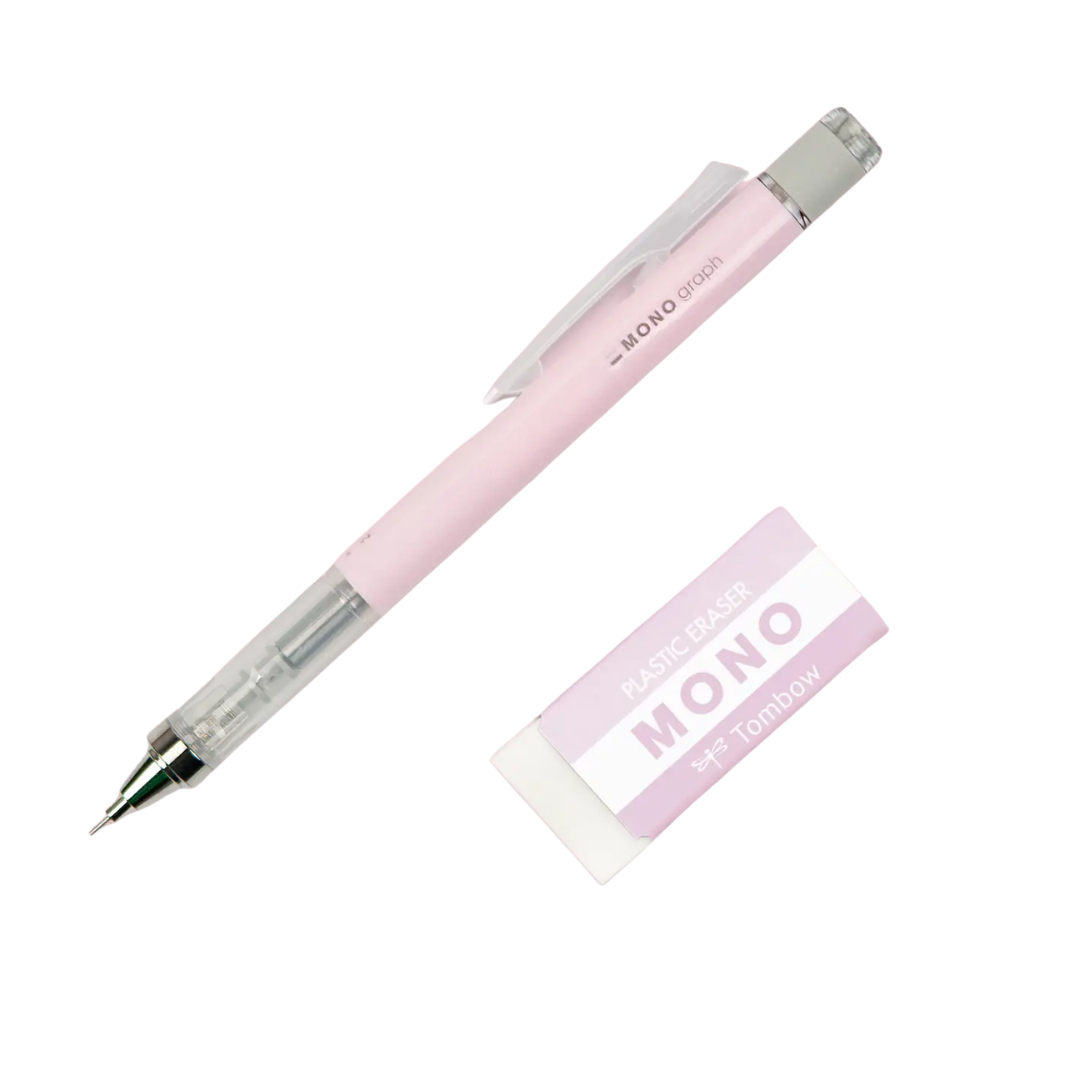 Mono Graph Mechanical Pencil + Eraser Set - Pink
