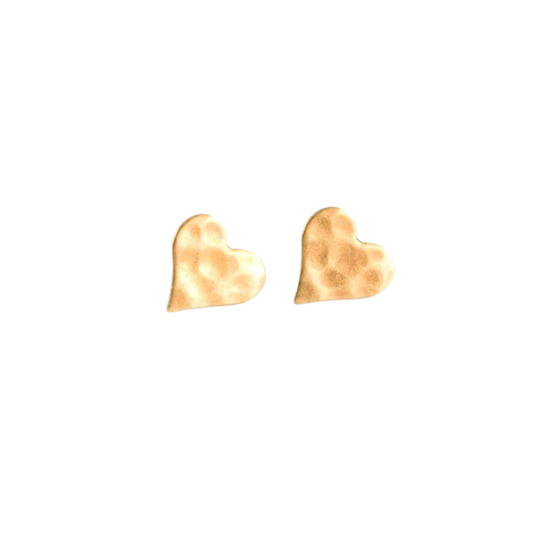 Hammered Brass Heart Studs