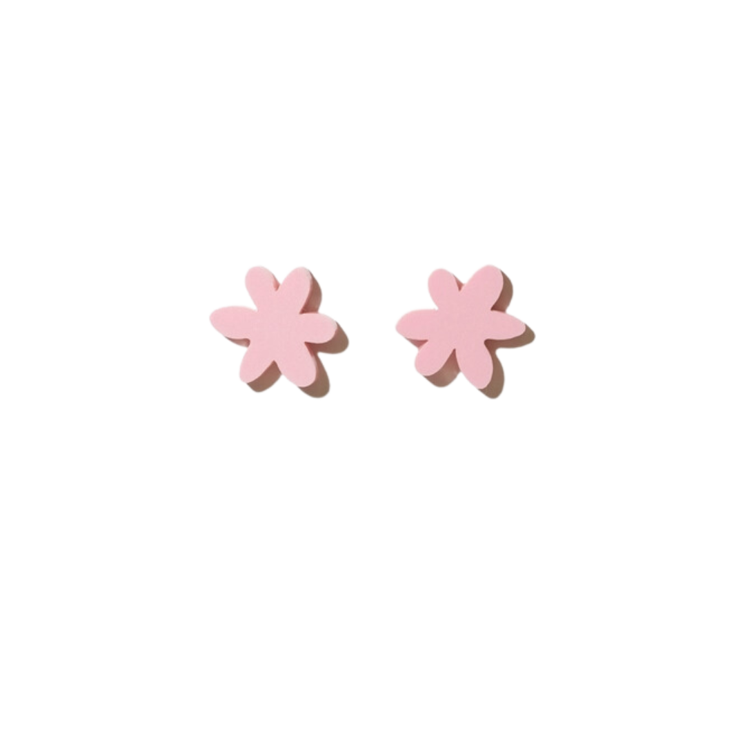 Pink Flower Stud Earrings