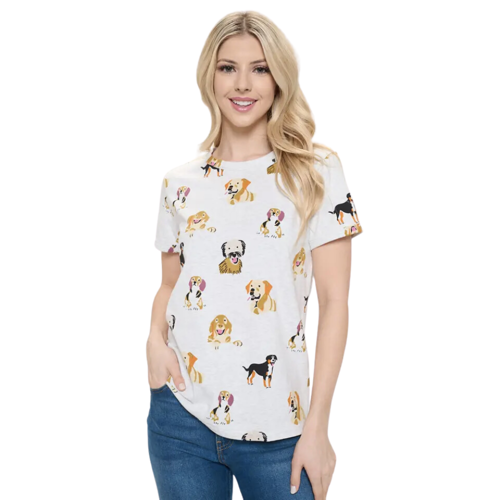 Playful Dog Print T-Shirt
