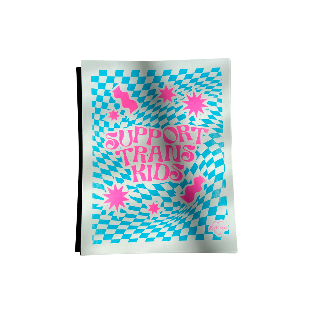 Ash + Chess Support Trans Kids Risograph Print 11" x 14"