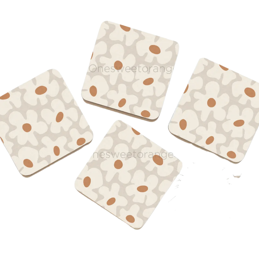 Boho Daisy Flower Coaster Set of 4
