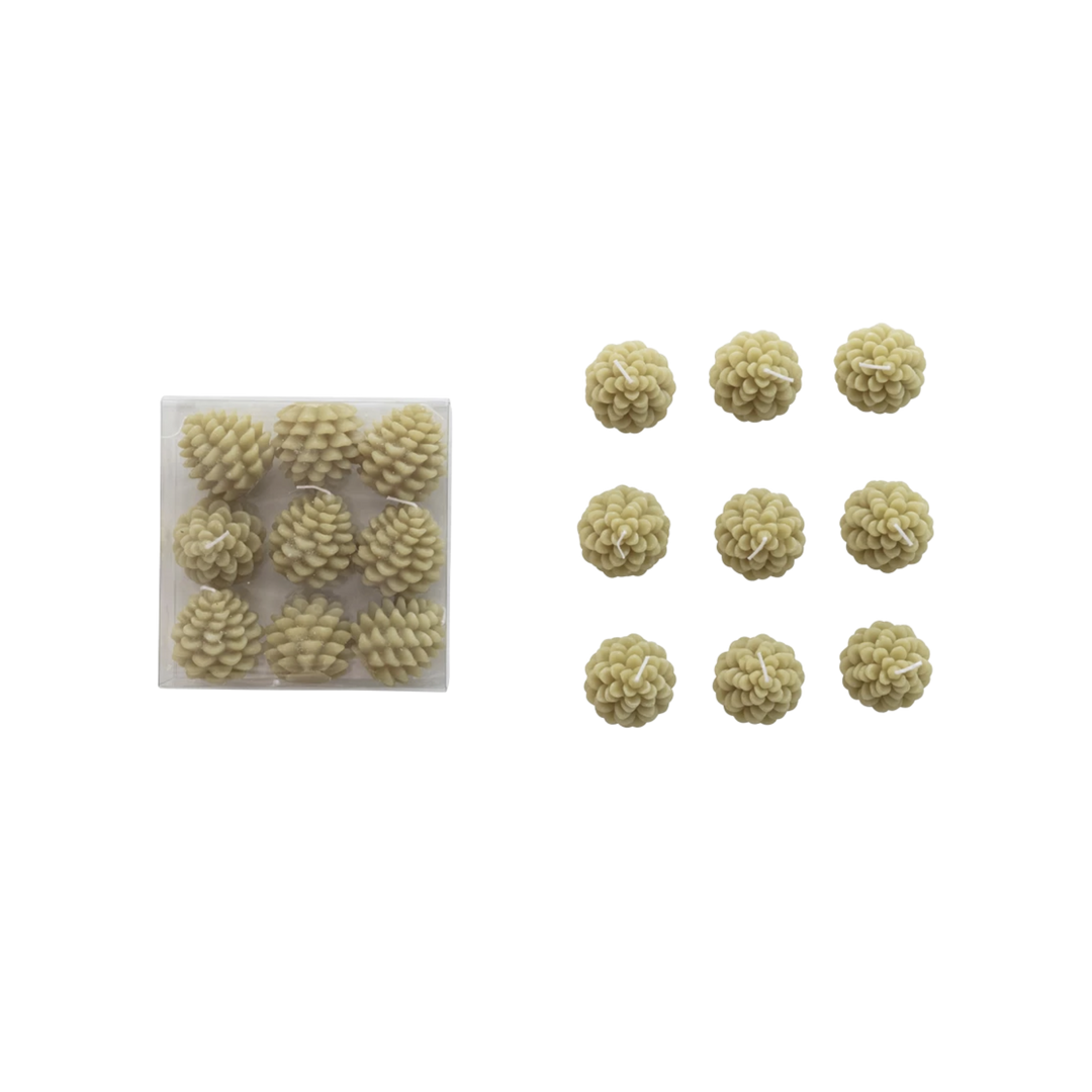 Unscented Pinecone Shaped Tealights, Set of 9
